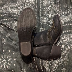 Black Leather Studded Ankle Boots